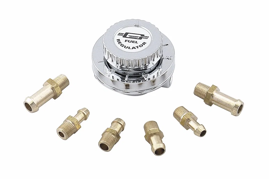 9710 – MR GASKET Fuel Pressure Regulator, 9 PSI Max Pressure 1/8 Inch Inlet/ Outlet Gasoline Chrome Plated Steel With...